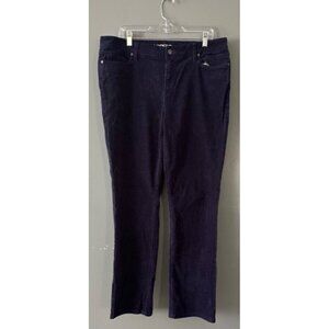 Lands’ End Women’s 16 Mid Rise Navy Corduroy Pants Straight Leg Classic Fall
